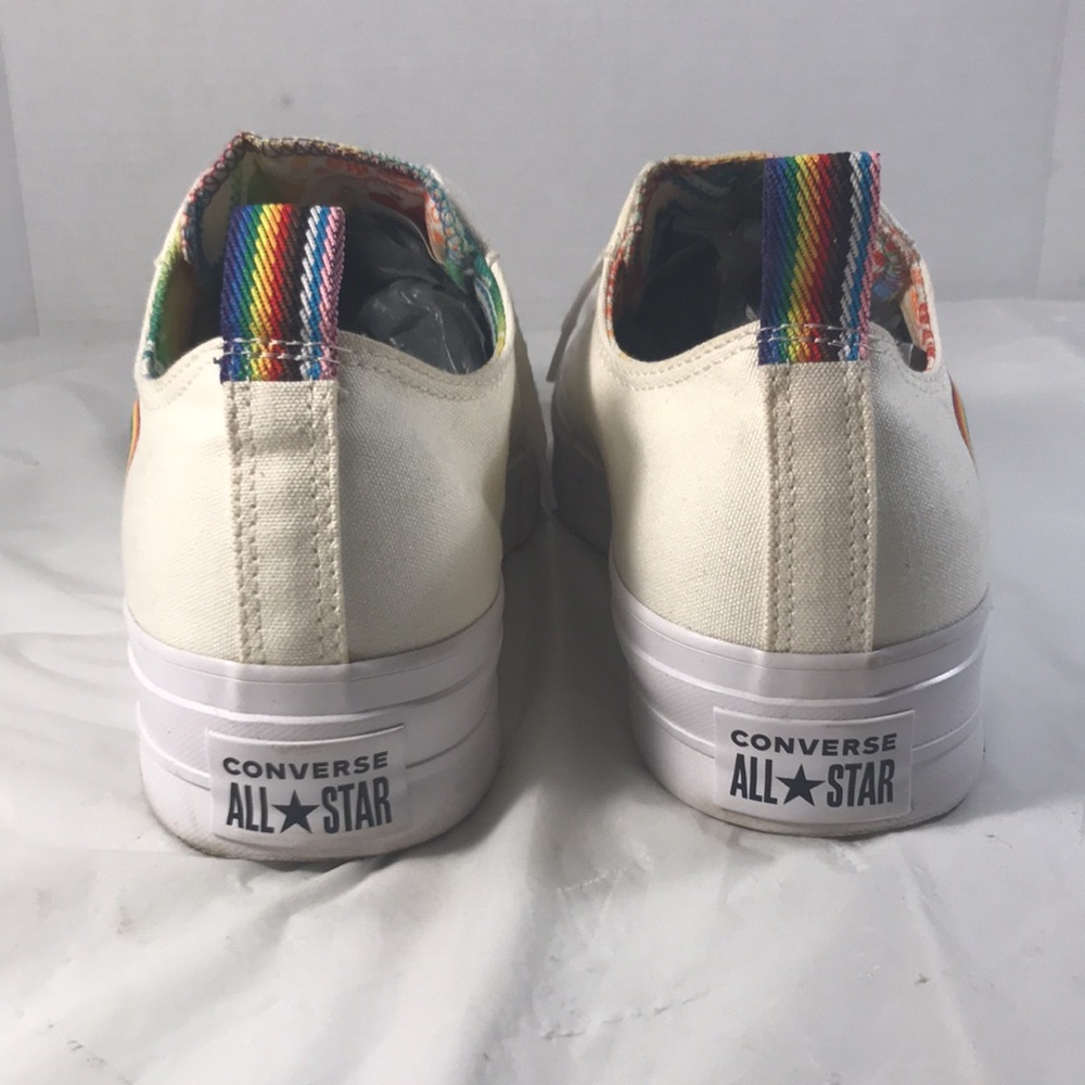 Converse Chuck Taylor All Star White Lift Platform Low Pride A02264C Unisex Shoe - Picture 3 of 9
